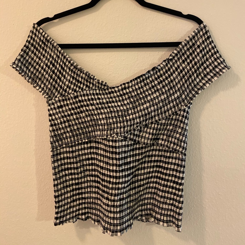 Black and White Gingham Top